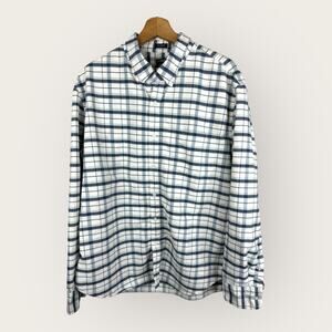 J Crew Mens size XL Plaid Classic Flex Oxford Shirt Long Sleeve Button Down Blue